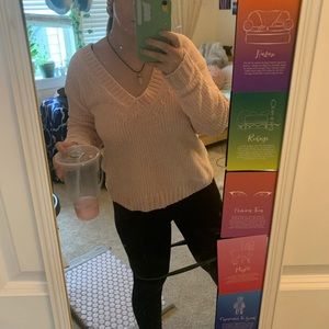 super soft warm Pink knit sweatshirt